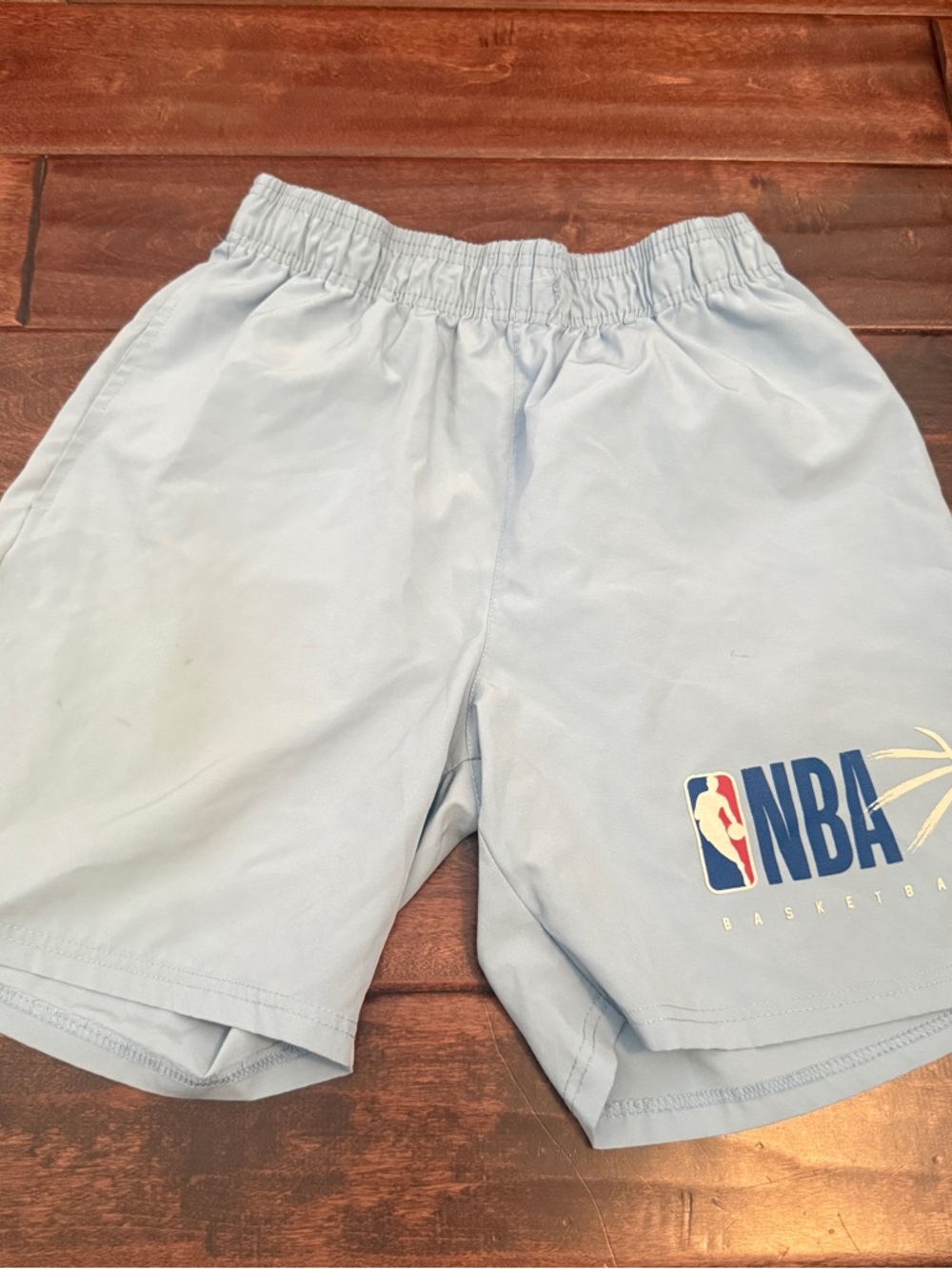 NBA womens Light Blue Athletic Shorts medium basketball big logo L A17